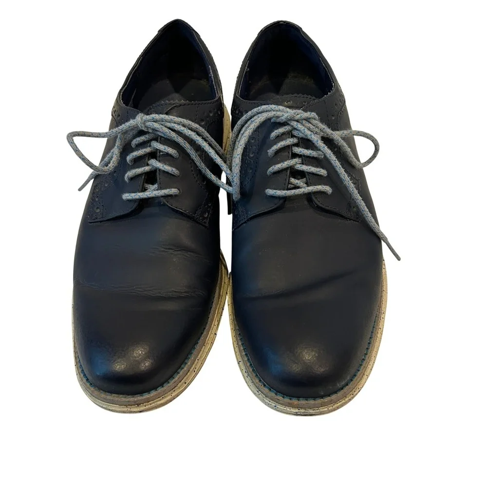 Cole Haan Lunargrand Oxford 8.5 Mens Navy Blue Leather Wingtip Speckled C12091